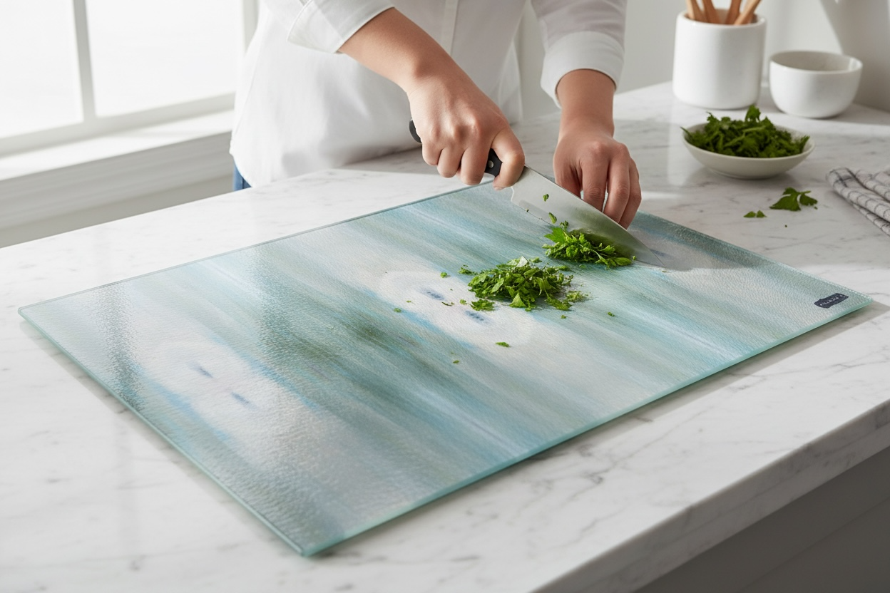 Textured Glass Charcuterie and Cutting Board - Foggy Mornings (LLO/P16)