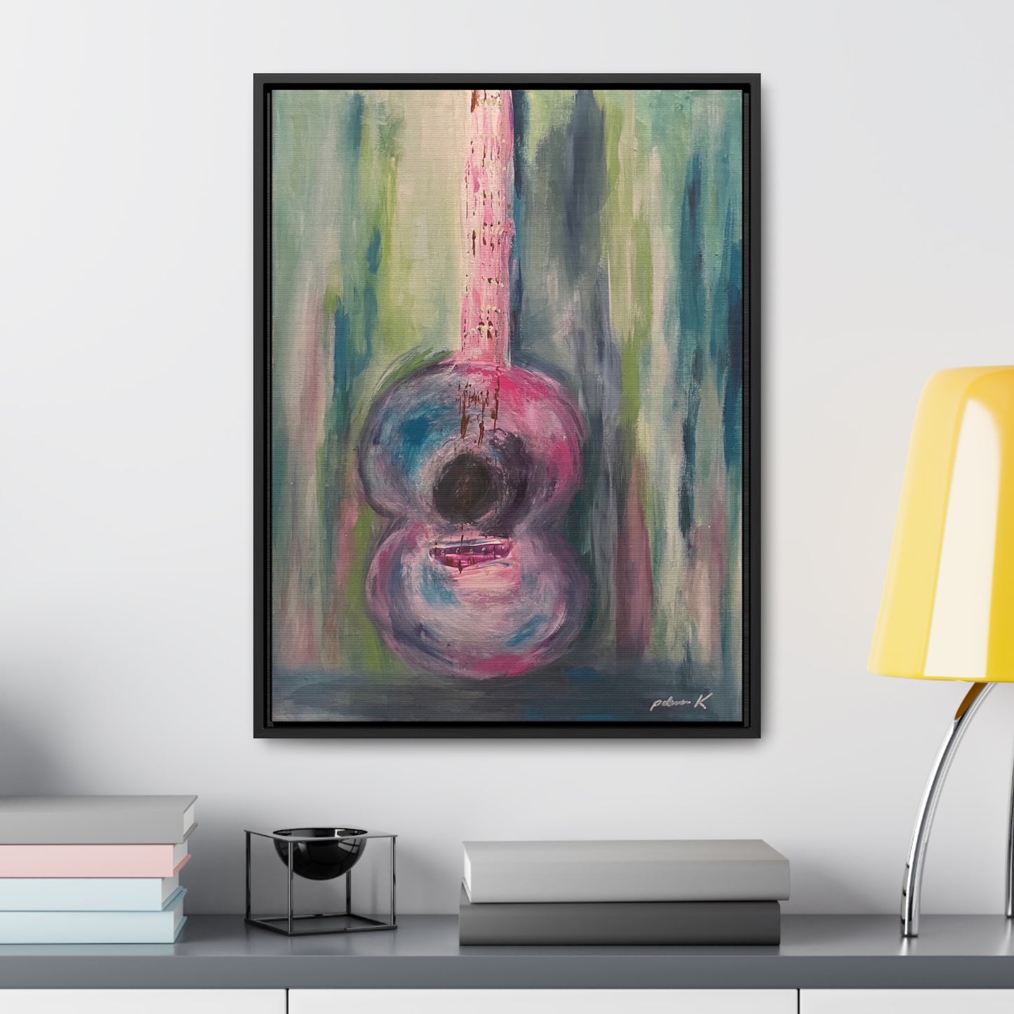 Gallery Canvas Wrap PRINT in solid wood float frame - Acoustic Guitar - "I'm just a Girl"  (FCP-JAG)