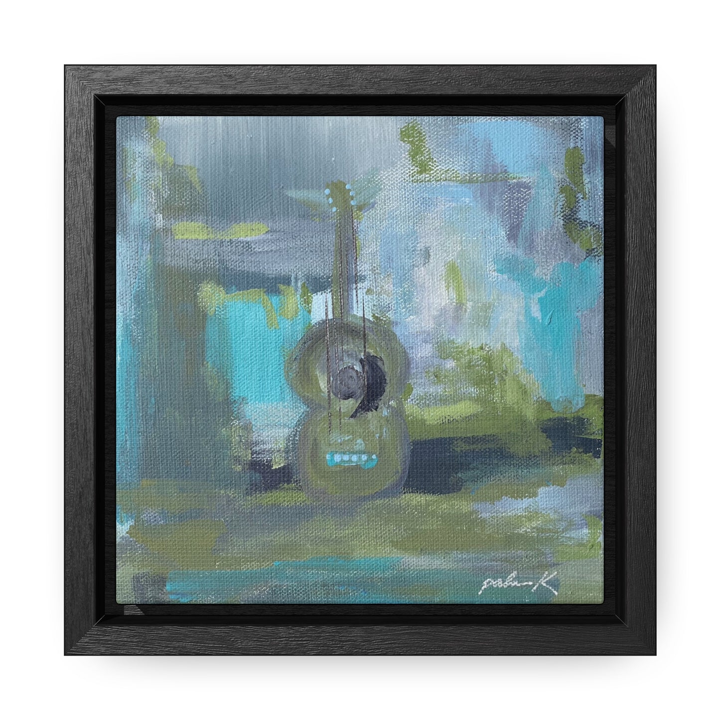 Gallery Canvas Wrap PRINT in solid wood float frame - Acoustic Guitar - "Where the Green Grass Grows" (FCP-GGG)