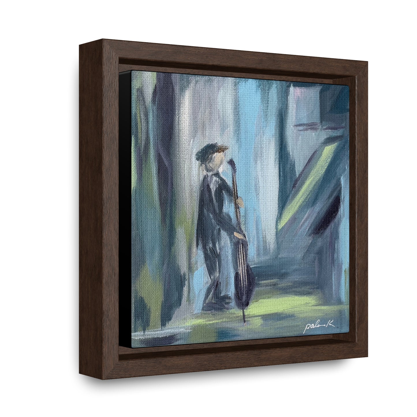 Gallery Canvas Wrap PRINT in Solid Wood Float Frame - Double Bass Player - "Captain" (FCP-CAP)