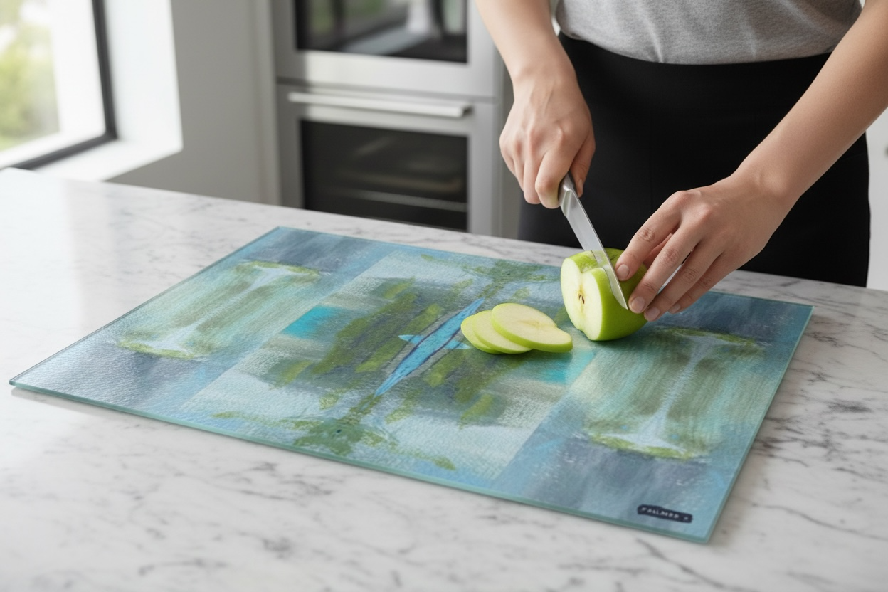 Textured Glass Charcuterie and Cutting Board - Pentatonic Plaid (ABJ/P14)