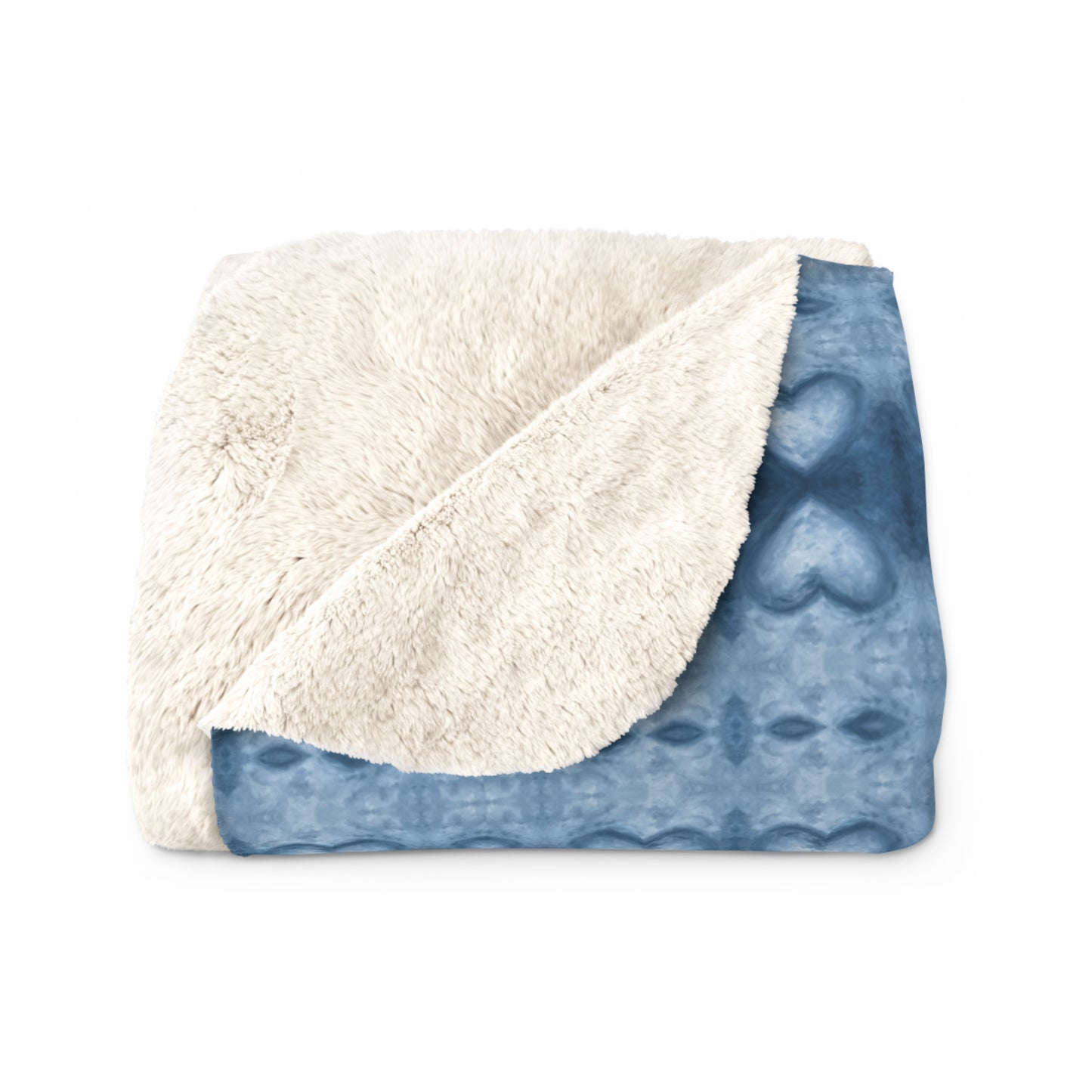 Sherpa Throw Blanket -  Sapphire Blue Hearts/All Blue (WIB/P1A)