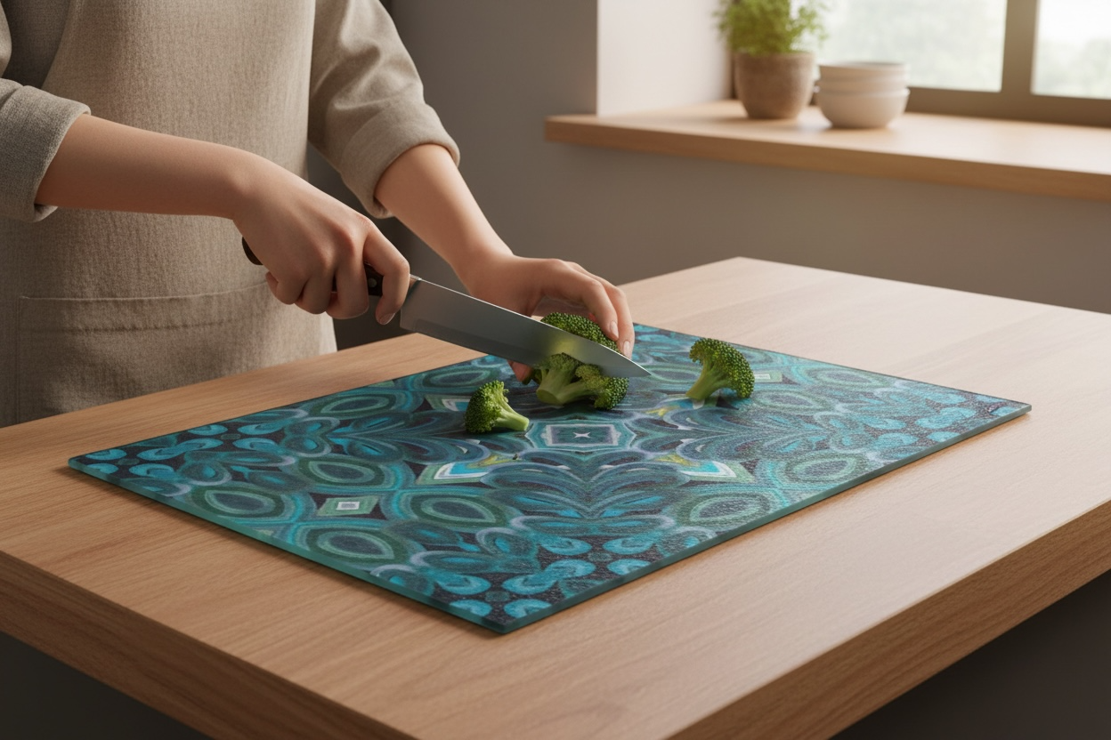 Textured Glass Cutting Board - Compass Plaid (RA/P12A)