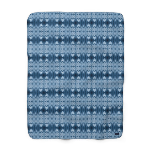 Sherpa Throw Blanket -  Sapphire Blue Hearts/All Blue (WIB/P1A)