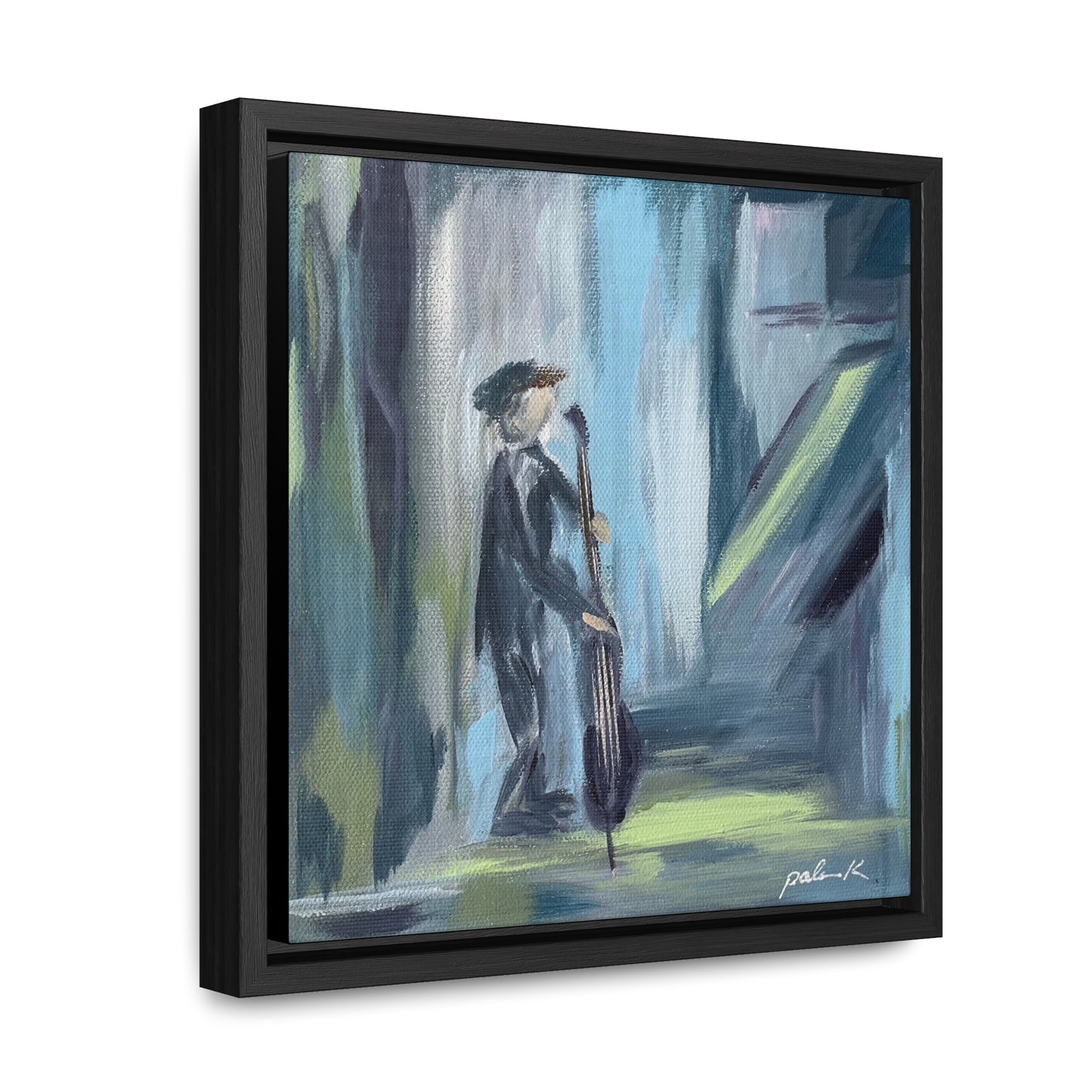 Gallery Canvas Wrap PRINT in Solid Wood Float Frame - Double Bass Player - "Captain" (FCP-CAP)