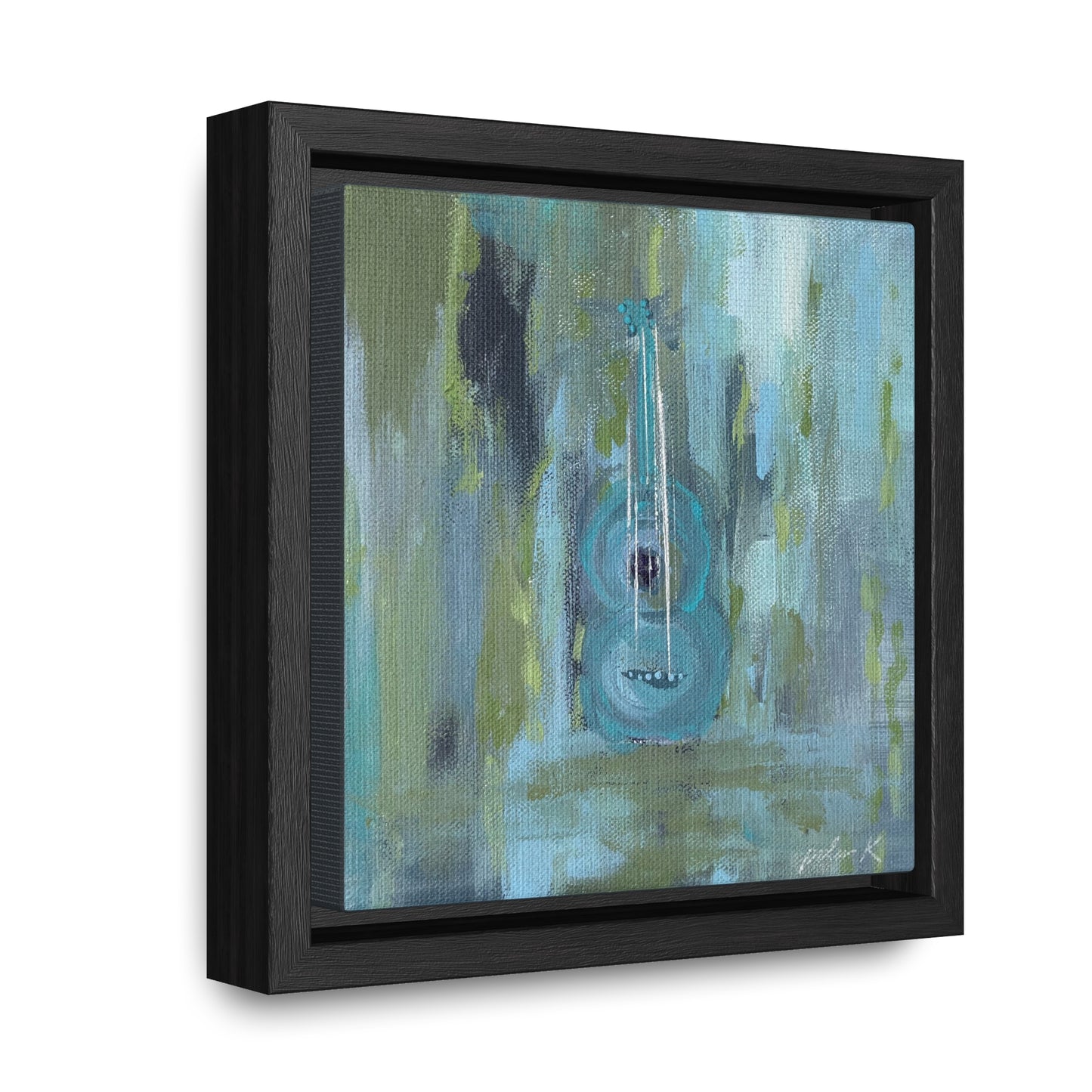 Gallery Canvas Wrap PRINT in solid wood float frame - Acoustic Guitar - "Forever in Blue Jeans" - (FCP-FBJ)