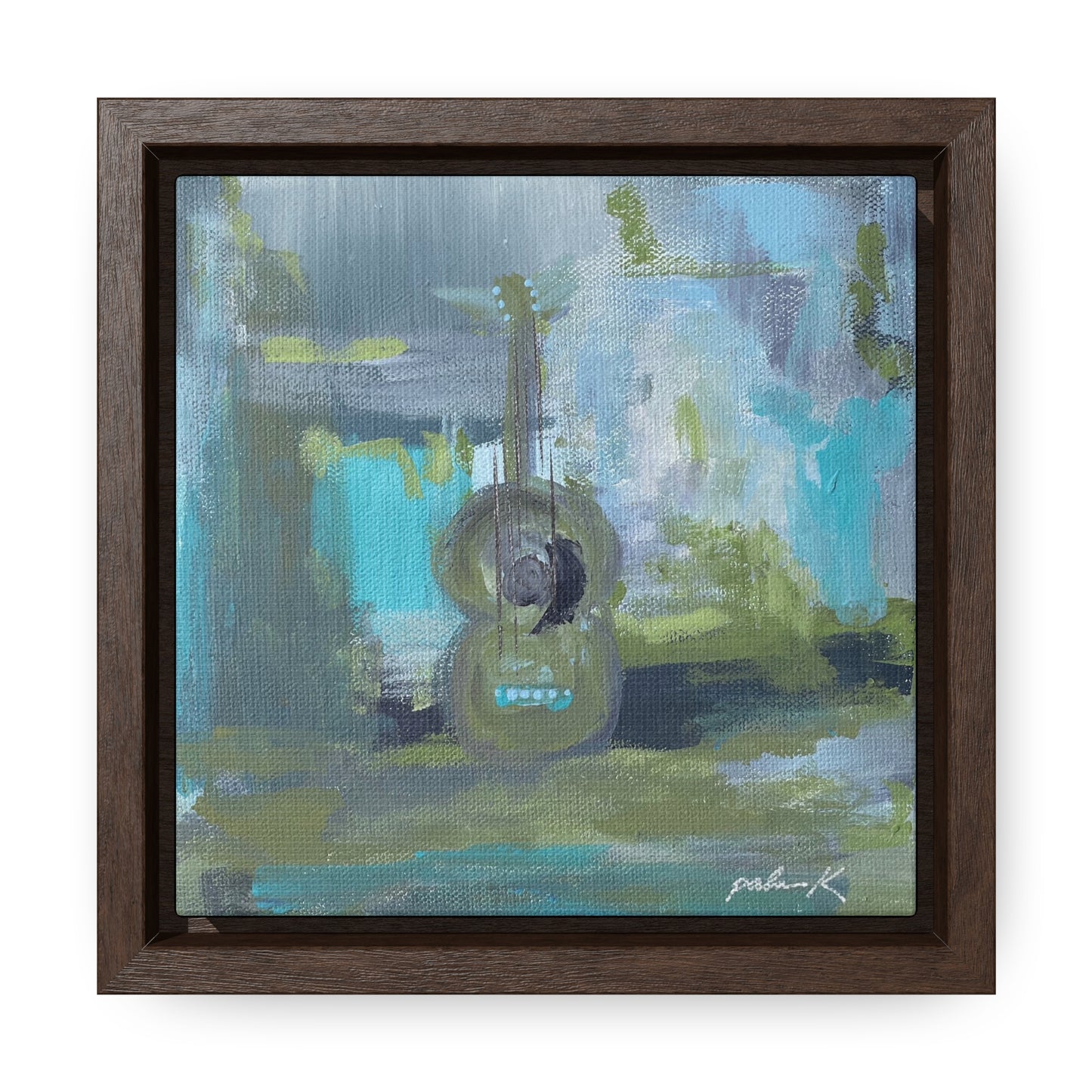 Gallery Canvas Wrap PRINT in solid wood float frame - Acoustic Guitar - "Where the Green Grass Grows" (FCP-GGG)