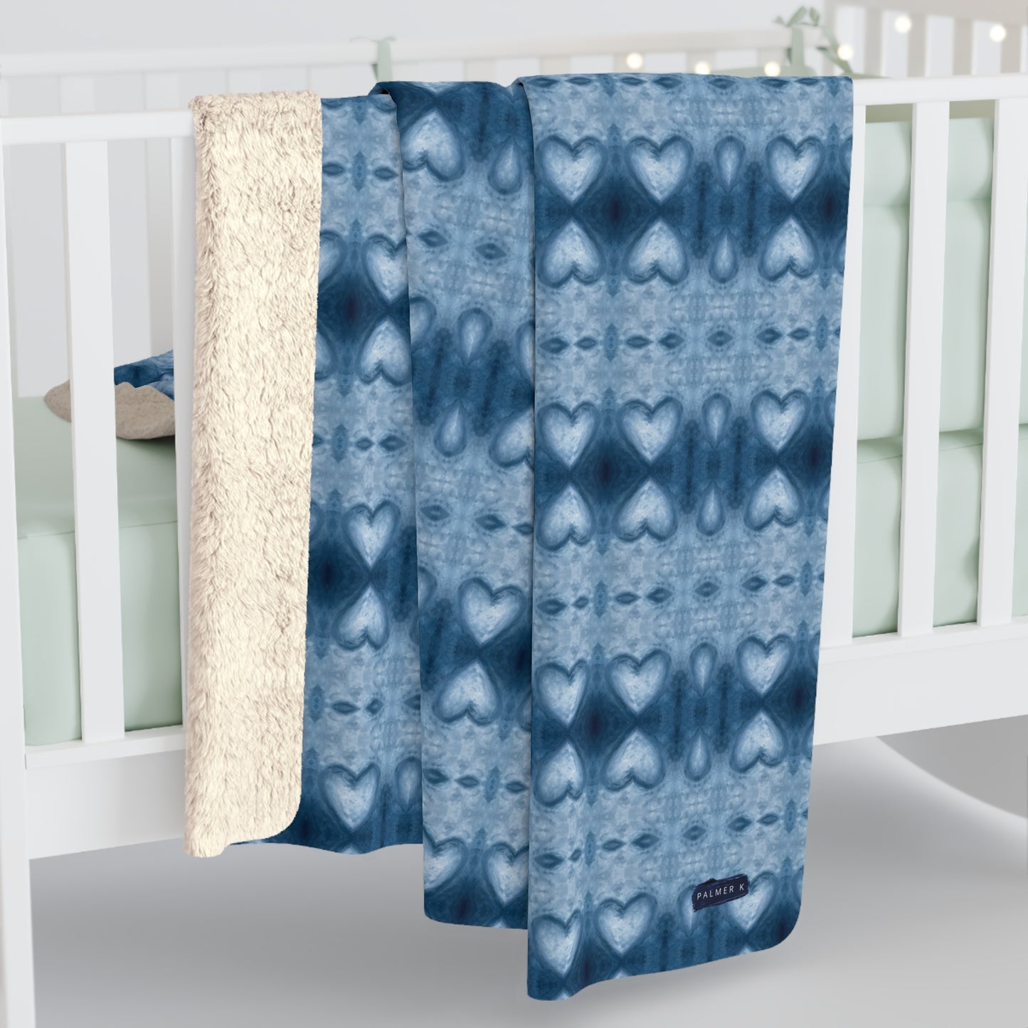 Sherpa Throw Blanket -  Sapphire Blue Hearts/All Blue (WIB/P1A)