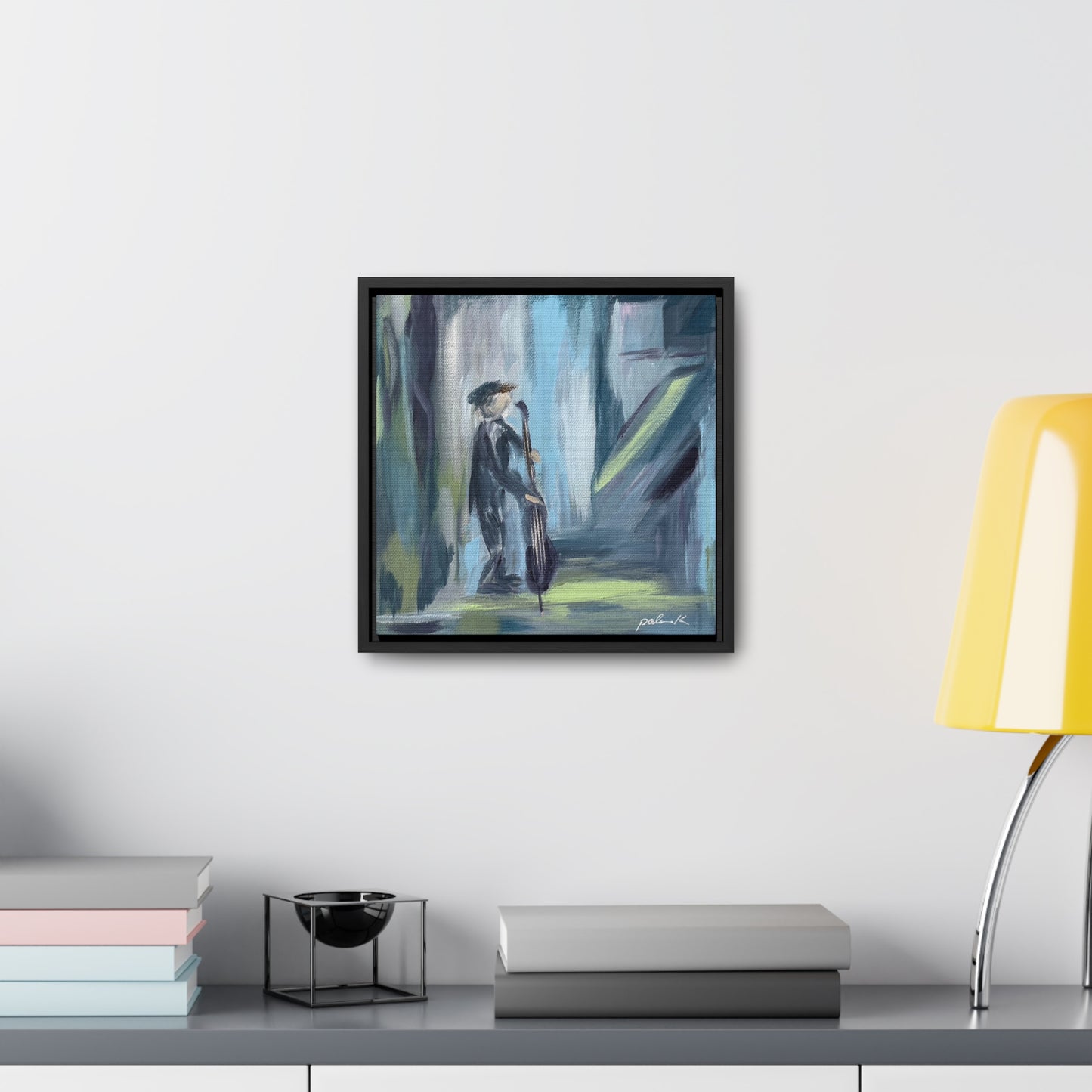 Gallery Canvas Wrap PRINT in Solid Wood Float Frame - Double Bass Player - "Captain" (FCP-CAP)