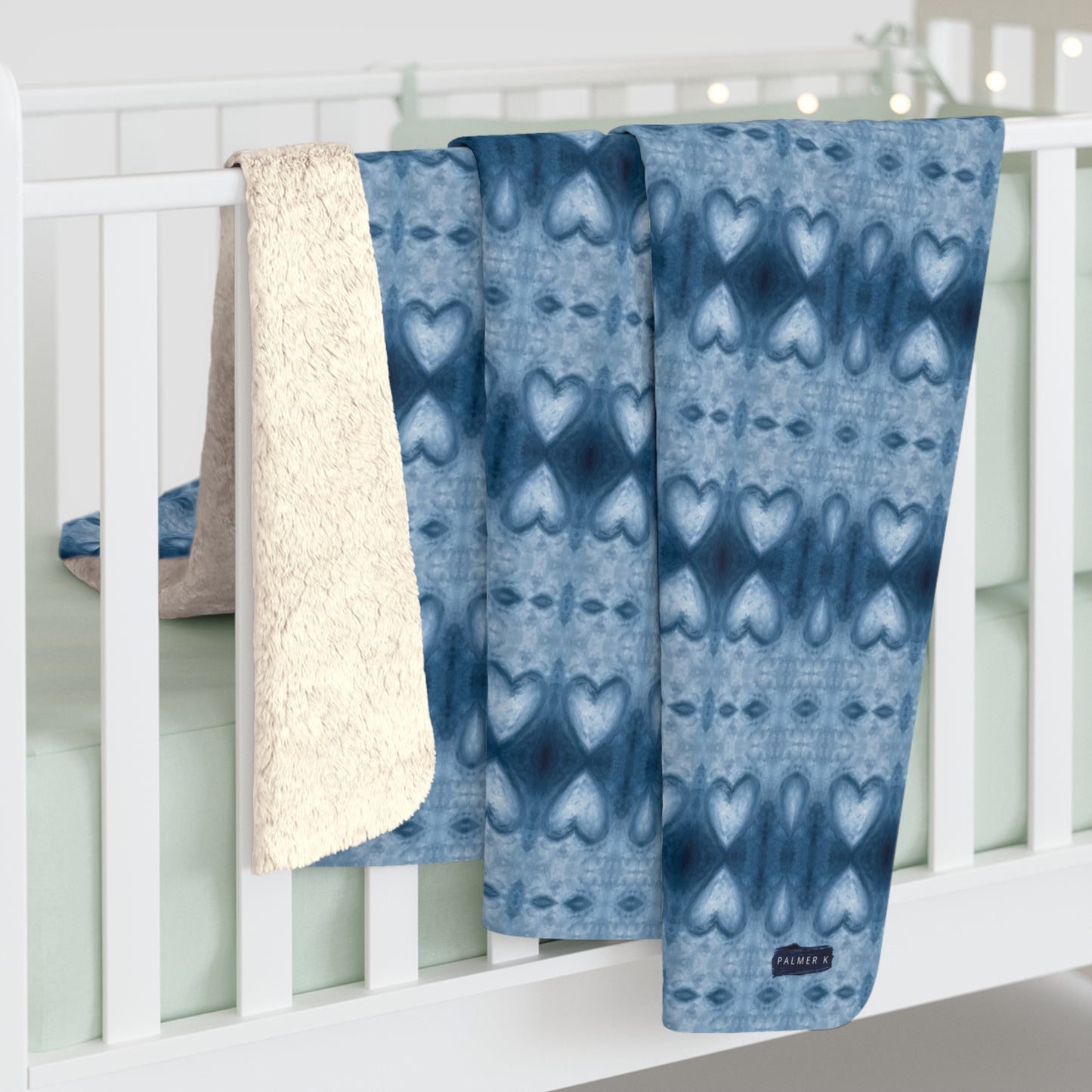 Sherpa Throw Blanket -  Sapphire Blue Hearts/All Blue (WIB/P1A)