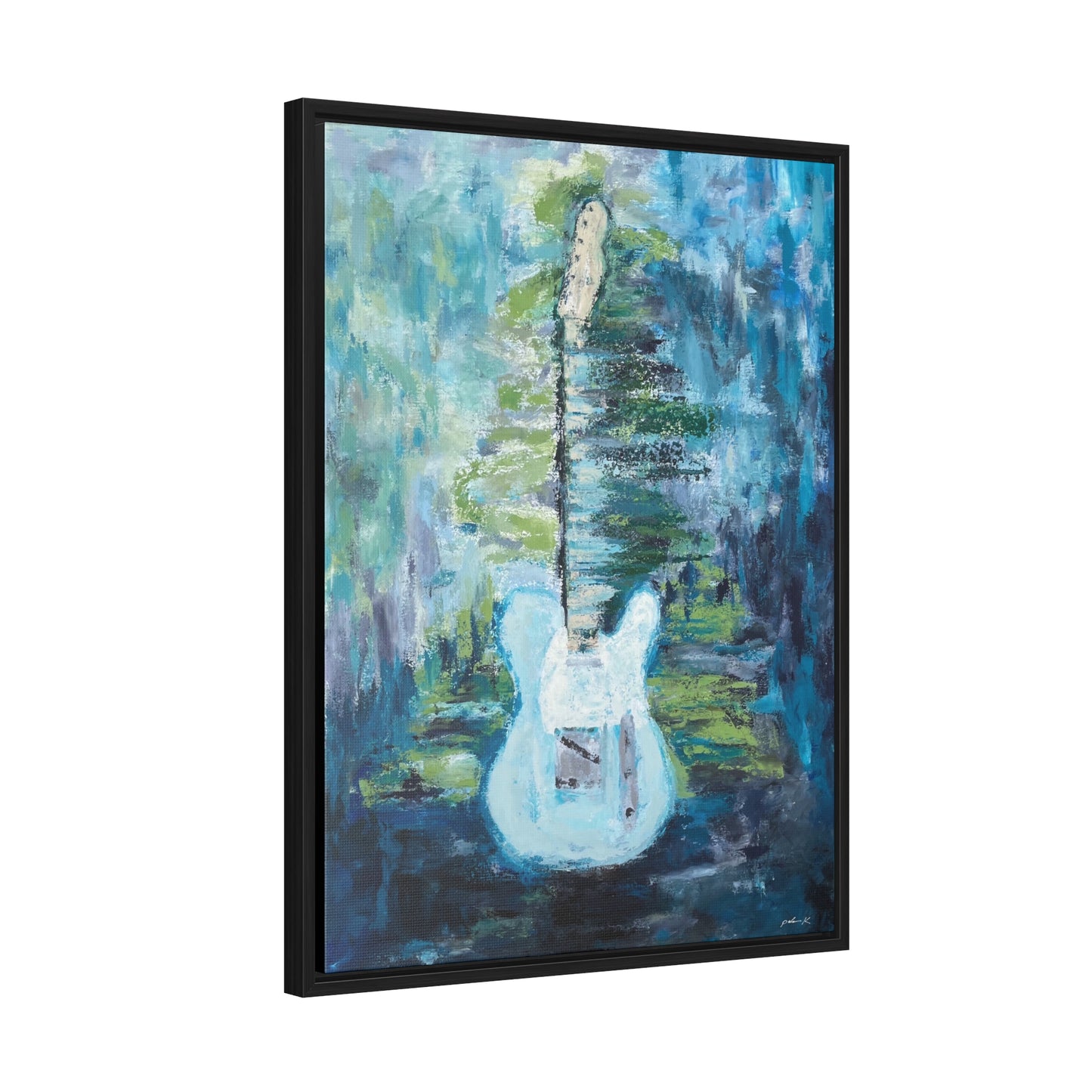 Gallery Canvas Wrap PRINT in solid wood float frame - Telecaster Guitar - "You'll never break this heart of mine" - (FCP-NBH)