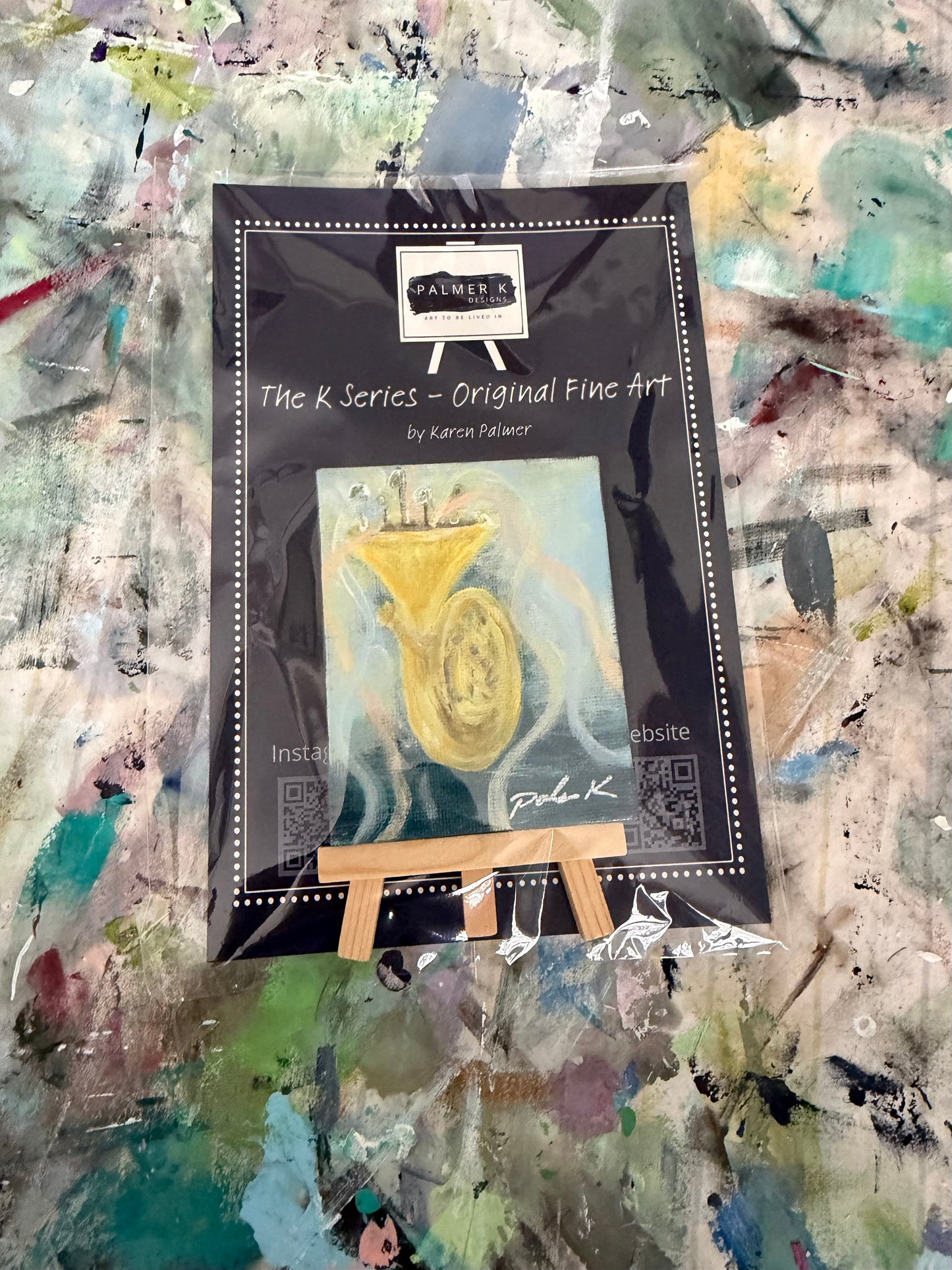 Original 3 x 3 Canvas Artwork #89 - Tuba