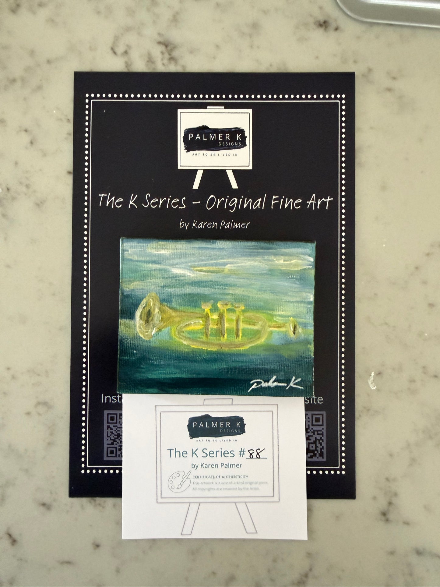 Original 3 x 3 Canvas Artwork #88 - Trumpet