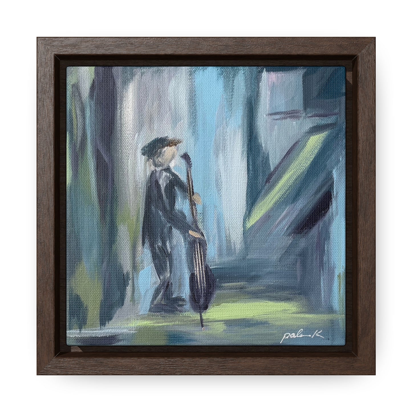 Gallery Canvas Wrap PRINT in Solid Wood Float Frame - Double Bass Player - "Captain" (FCP-CAP)