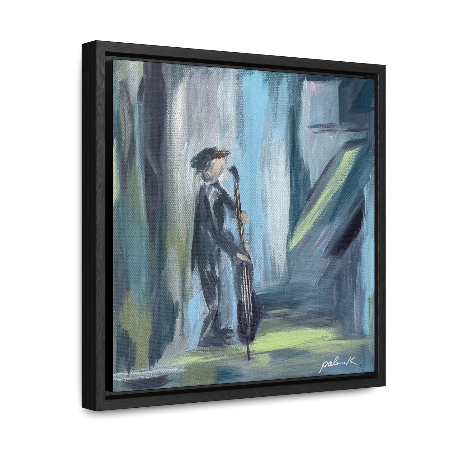 Gallery Canvas Wrap PRINT in Solid Wood Float Frame - Double Bass Player - "Captain" (FCP-CAP)