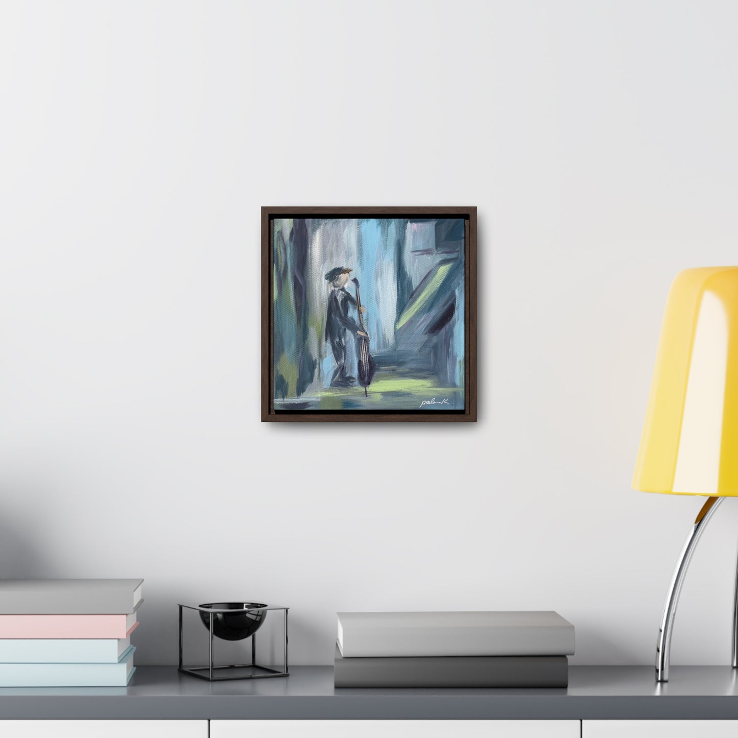 Gallery Canvas Wrap PRINT in Solid Wood Float Frame - Double Bass Player - "Captain" (FCP-CAP)