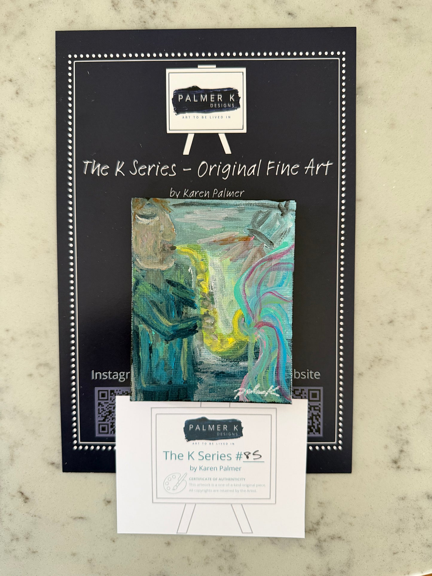Original 3 x 3 Canvas Artwork #85 - Saxophone Musician