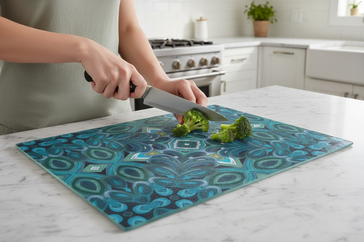 Textured Glass Cutting Board - Compass Plaid (RA/P12A)