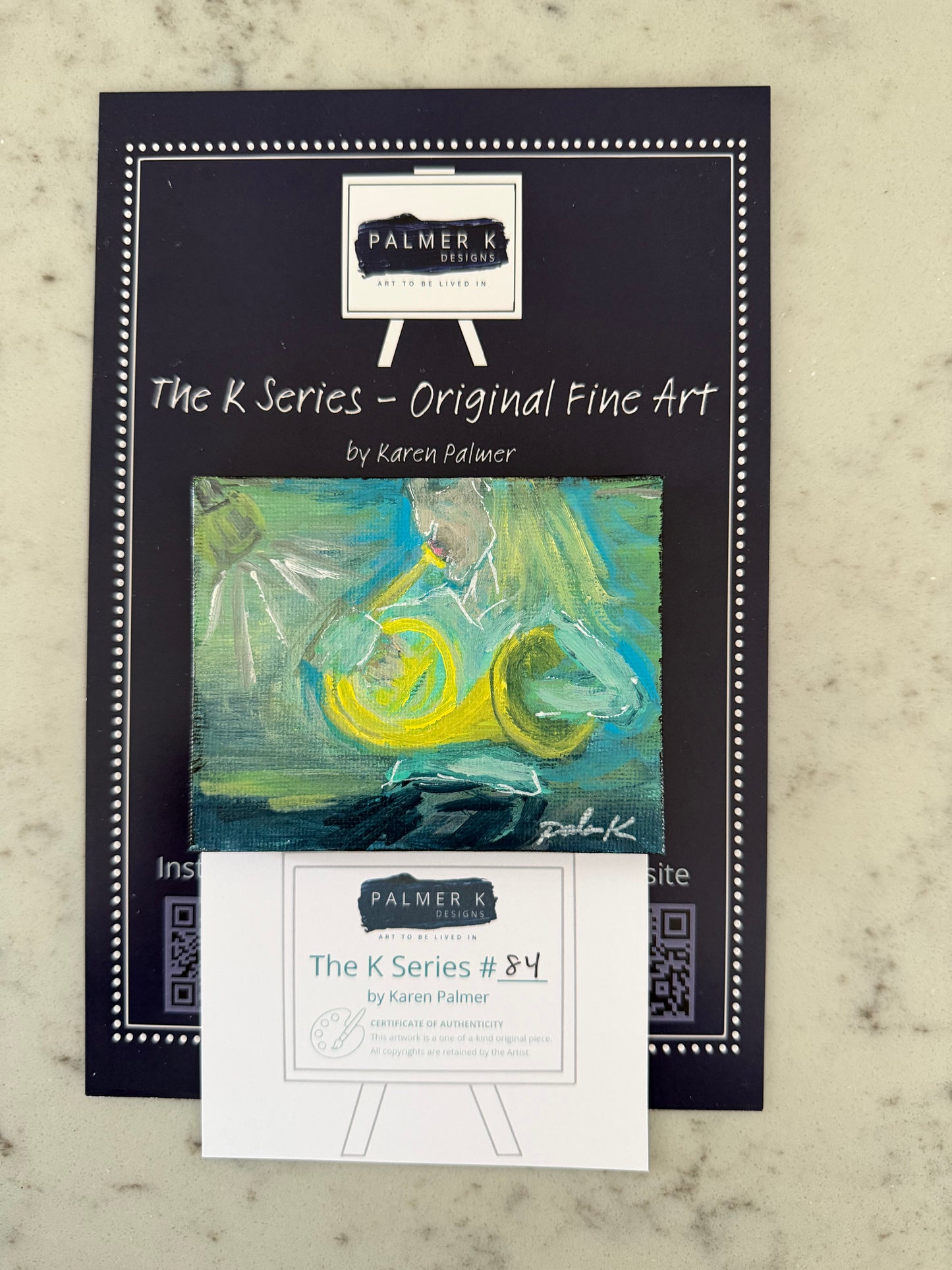 Original 3 x 3 Canvas Artwork #84 - French Horn Musician