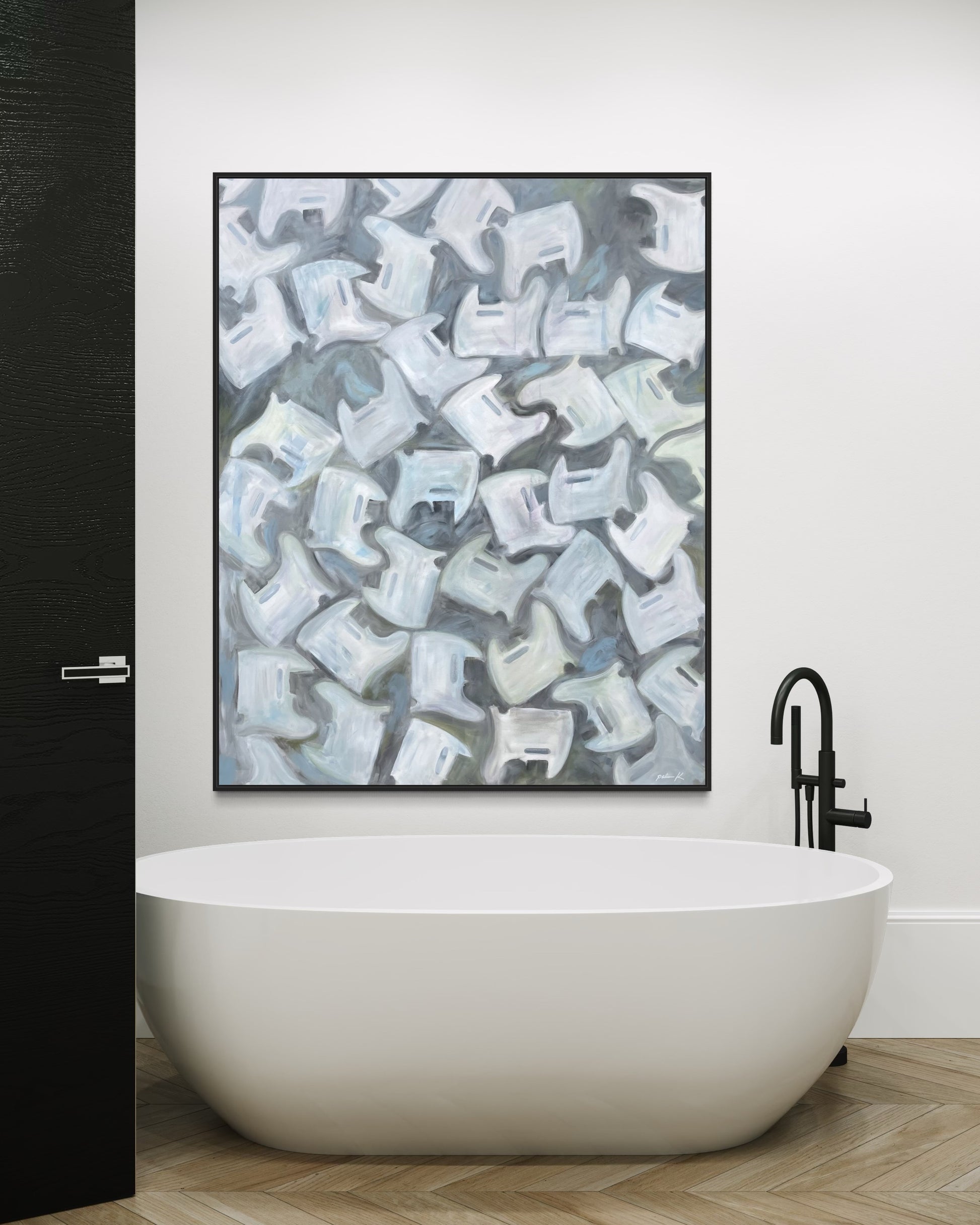 “Cry of the Dove” is a bold, rhythmic fine art painting inspired by the unmistakable opening guitar solo of When the Doves Cry - a moment that forever redefine Prince not just a a cultural icon, but a virtuoso guitarist. &nbsp;Referencing his legendary Mad Cat Telecaster, this abstract composition features layered guitar pickguards arranged in a striking visual cadence, echoing the sharp, expressive attack of that first electrifying note.

The pickguards take on an almost totemic presence, their silhouettes