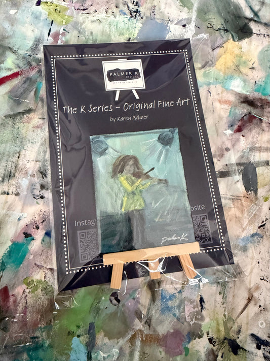 Original 3 x 3 Canvas Artwork #87- Violinist