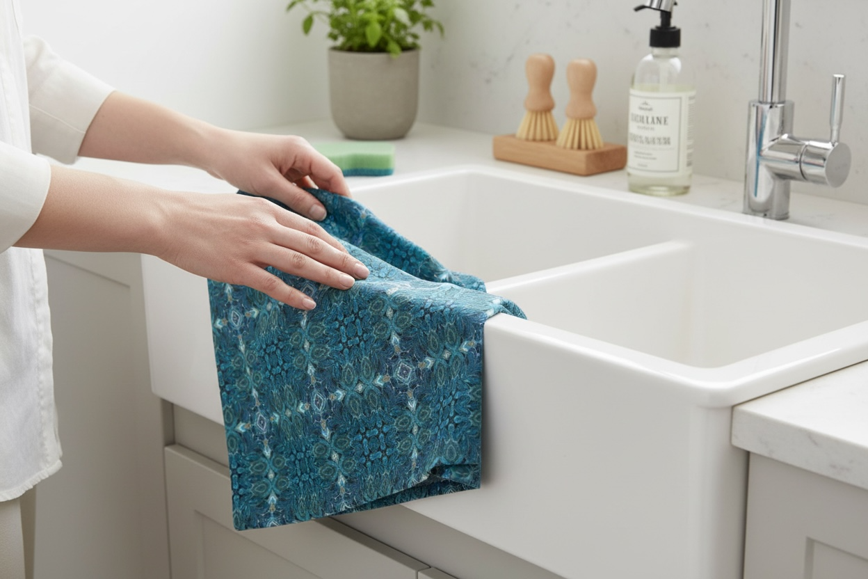 Compass Plaid Heirloom French Linen Tea Towel - (RA/P12A)