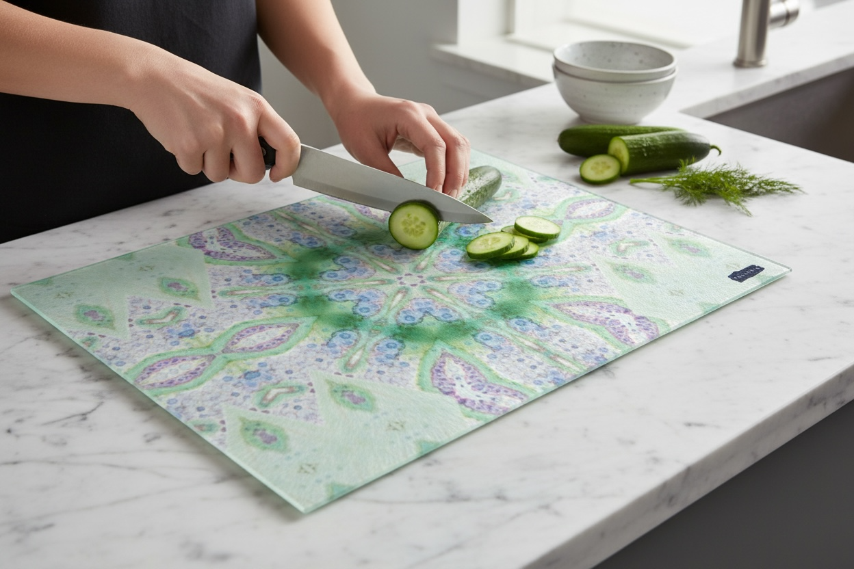 Textured Glass Charcuterie and Cutting Board - Sea Bloom (OG/P10A)