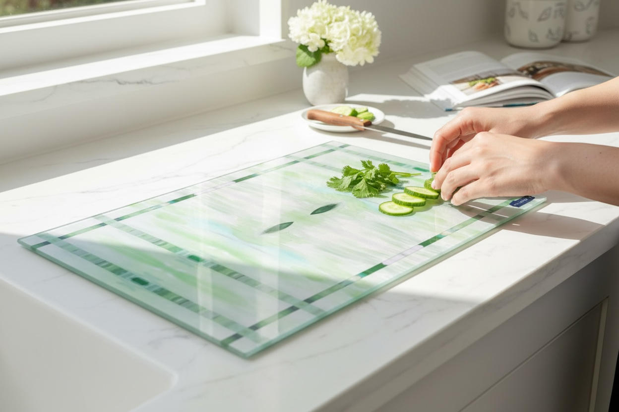 Textured Glass Charcuterie and Cutting Board - Meadow Gate (GR/P14)