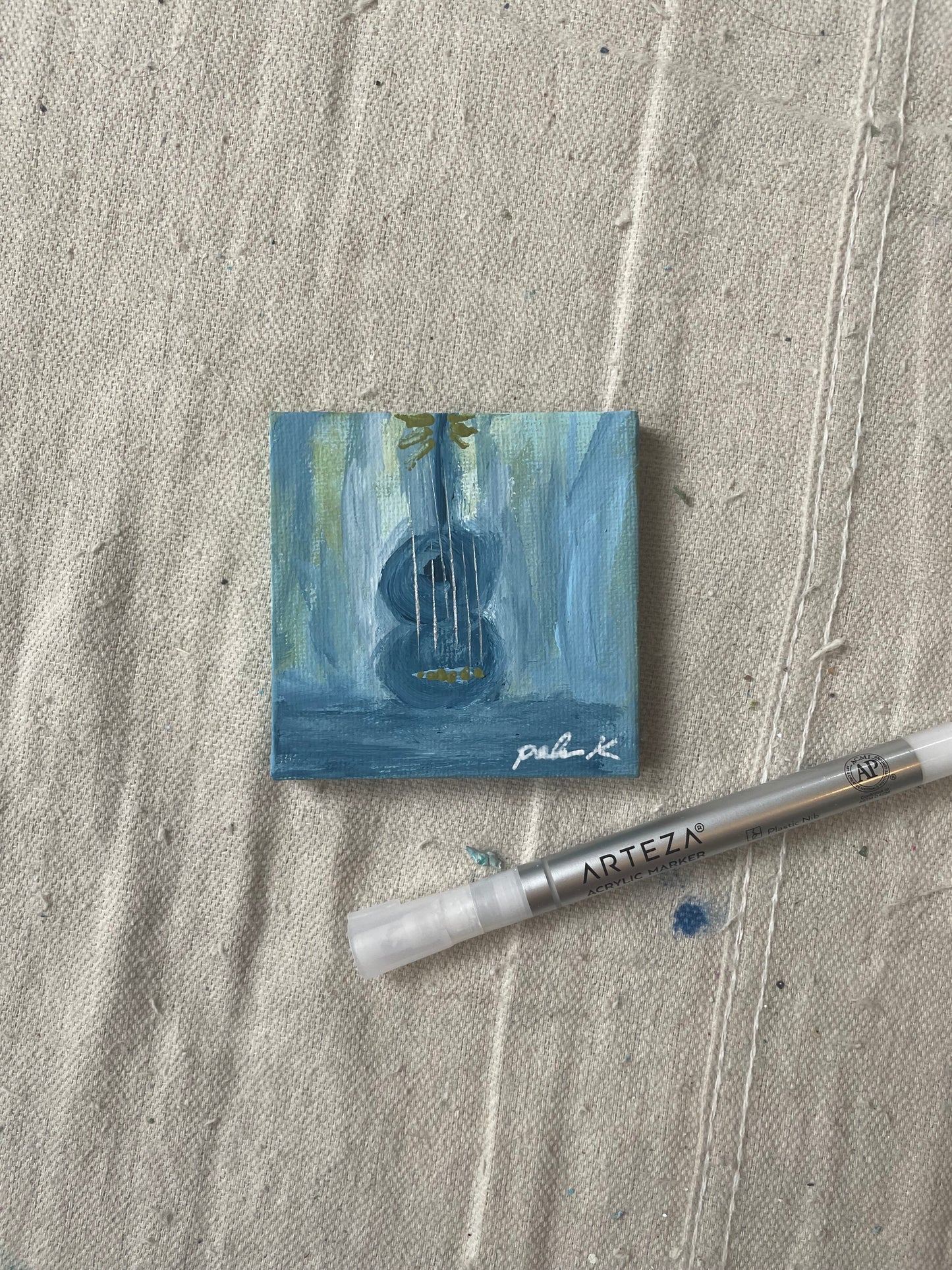 Original 3 x 3 Canvas Artwork #61 - ABSTRACT GUITAR