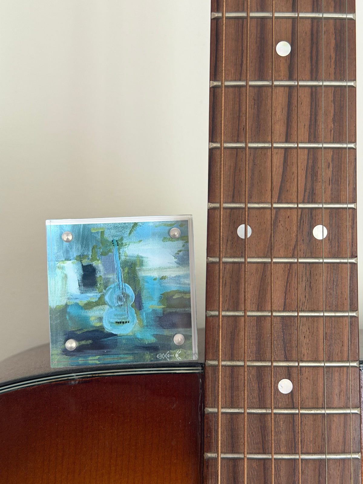 Acoustic Blue Jeans - 2x2 Acrylic Block Art Print | Mini Art Monday
