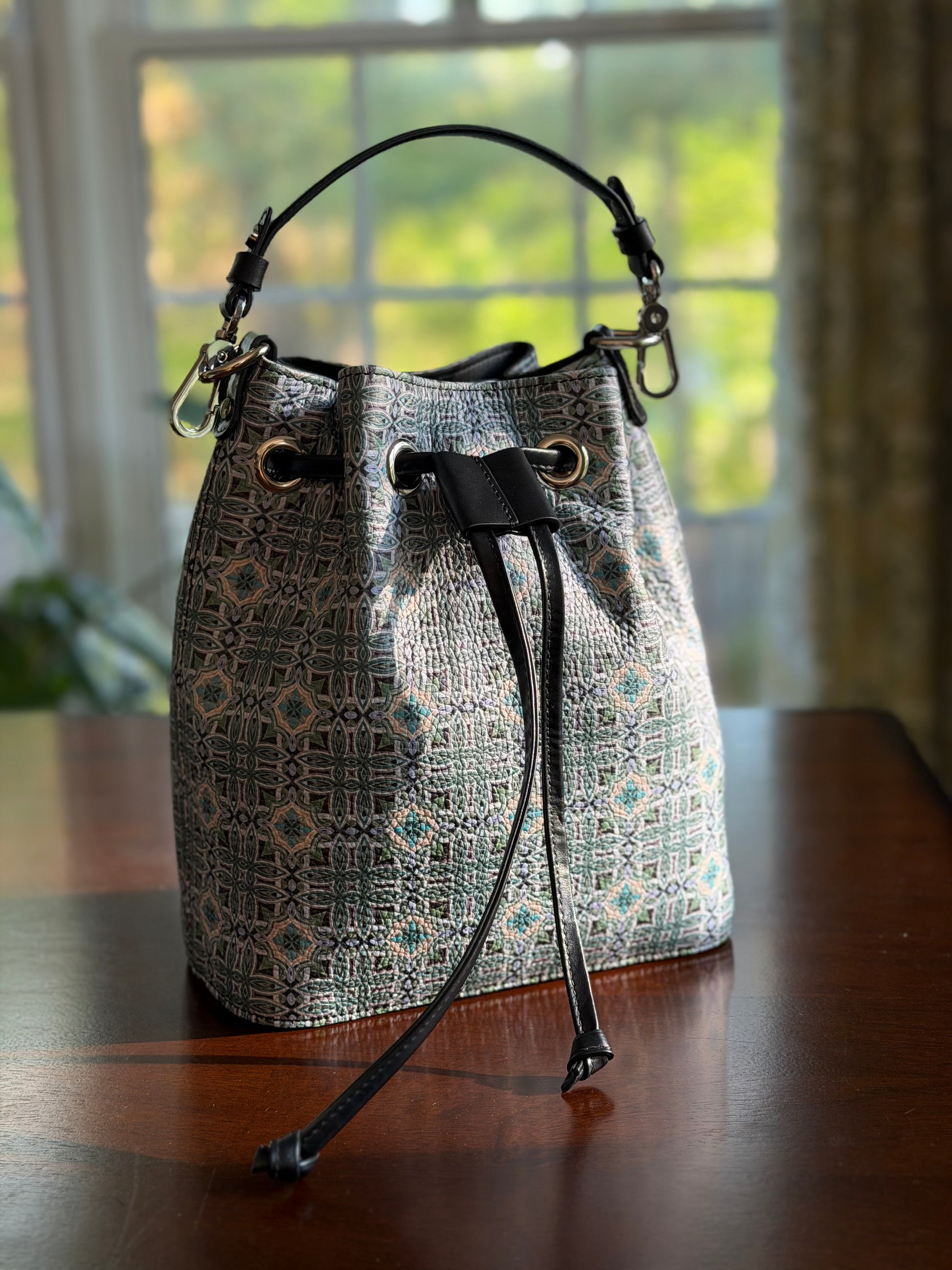 Maison Bucket Bag luxury bucket bag featuring art inspired textile pattern, limited edition designer handbag with timeless structure silhouette