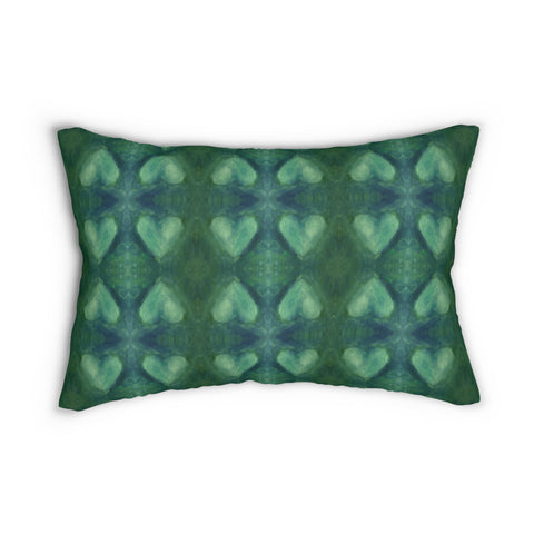 Green Hearts - 13 x 22 Lumbar Pillow (GE/P2)