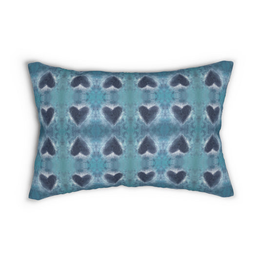 Velvet Lumbar Pillow  - Midnight Blue Hearts (SS/P1)