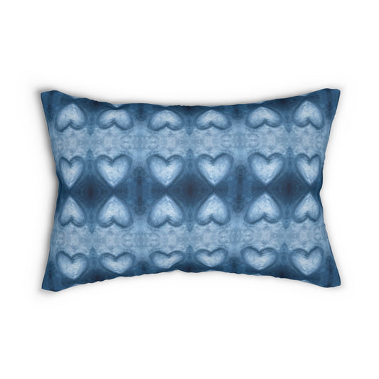 Velvet Lumbar Pillow - Sapphire Blue Hearts (WIB/P1)