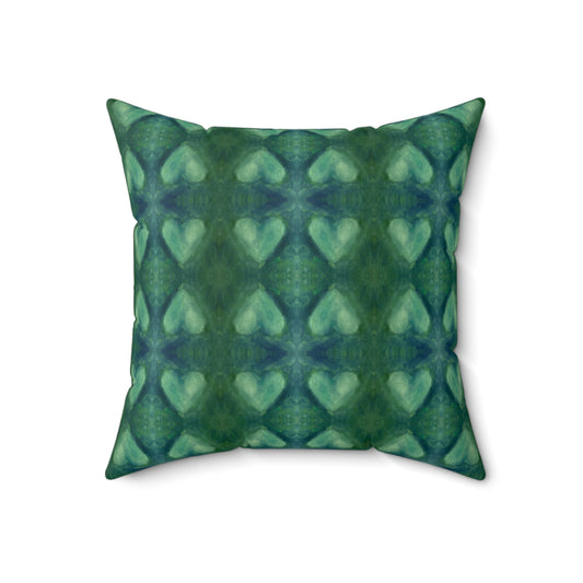 Velvet Square Pillow - Emerald Green Hearts (GE/P2)