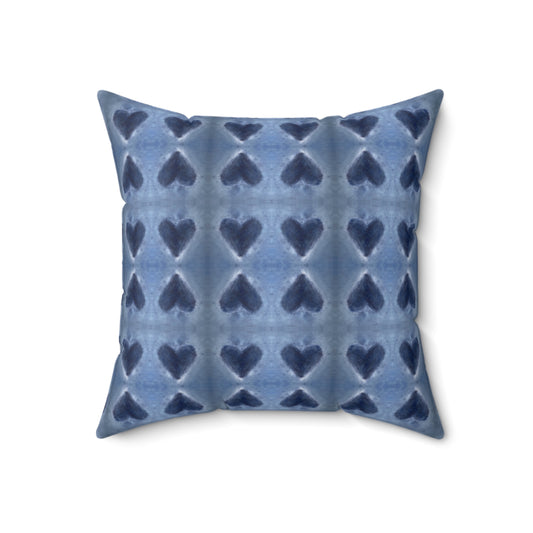 Velvet Square Pillow - Indigo Blue Hearts (LL/P1)