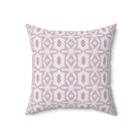 Square Pillow - Pink and White Geometric (OH/P21)