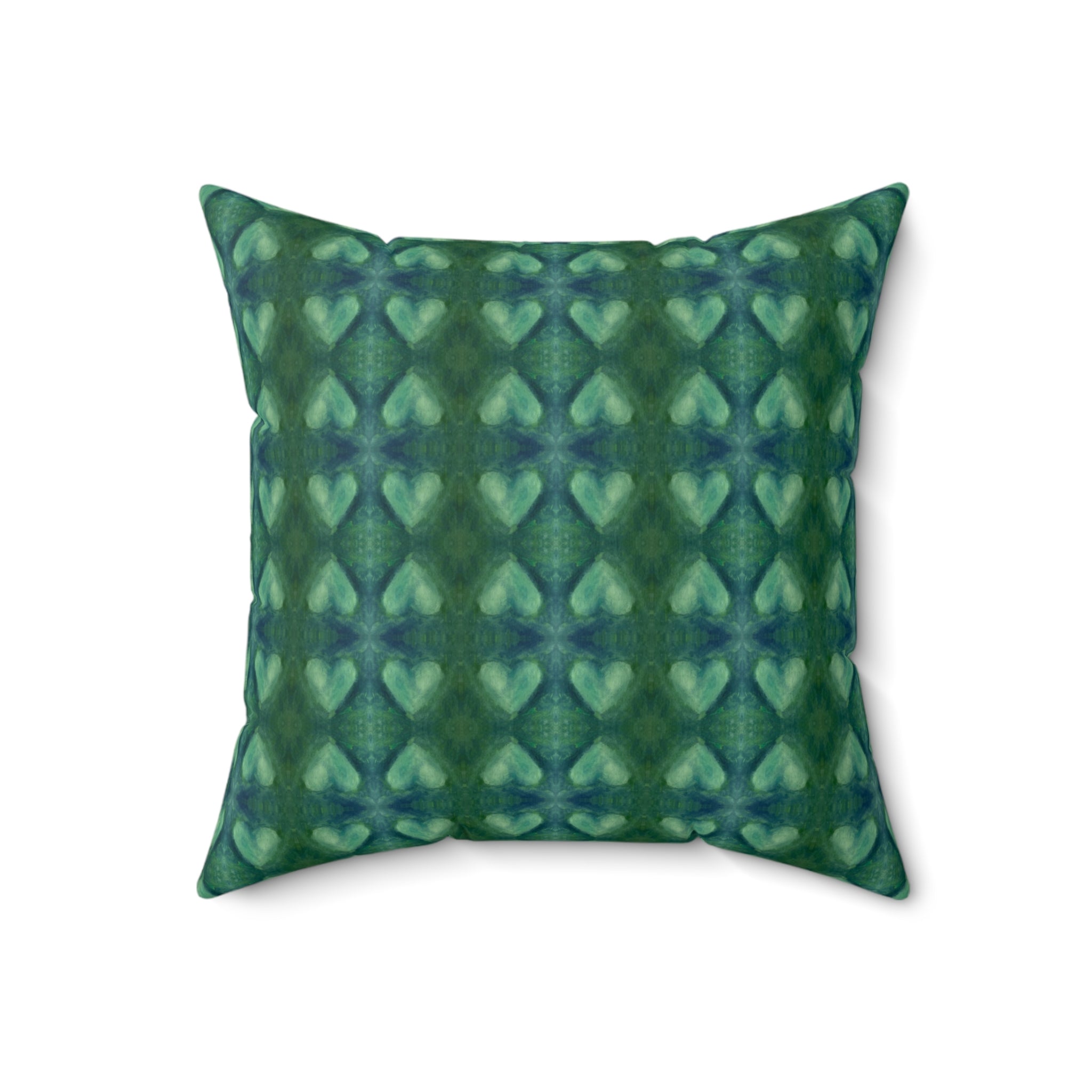 Square Pillow - Green Hearts (GE/P2)