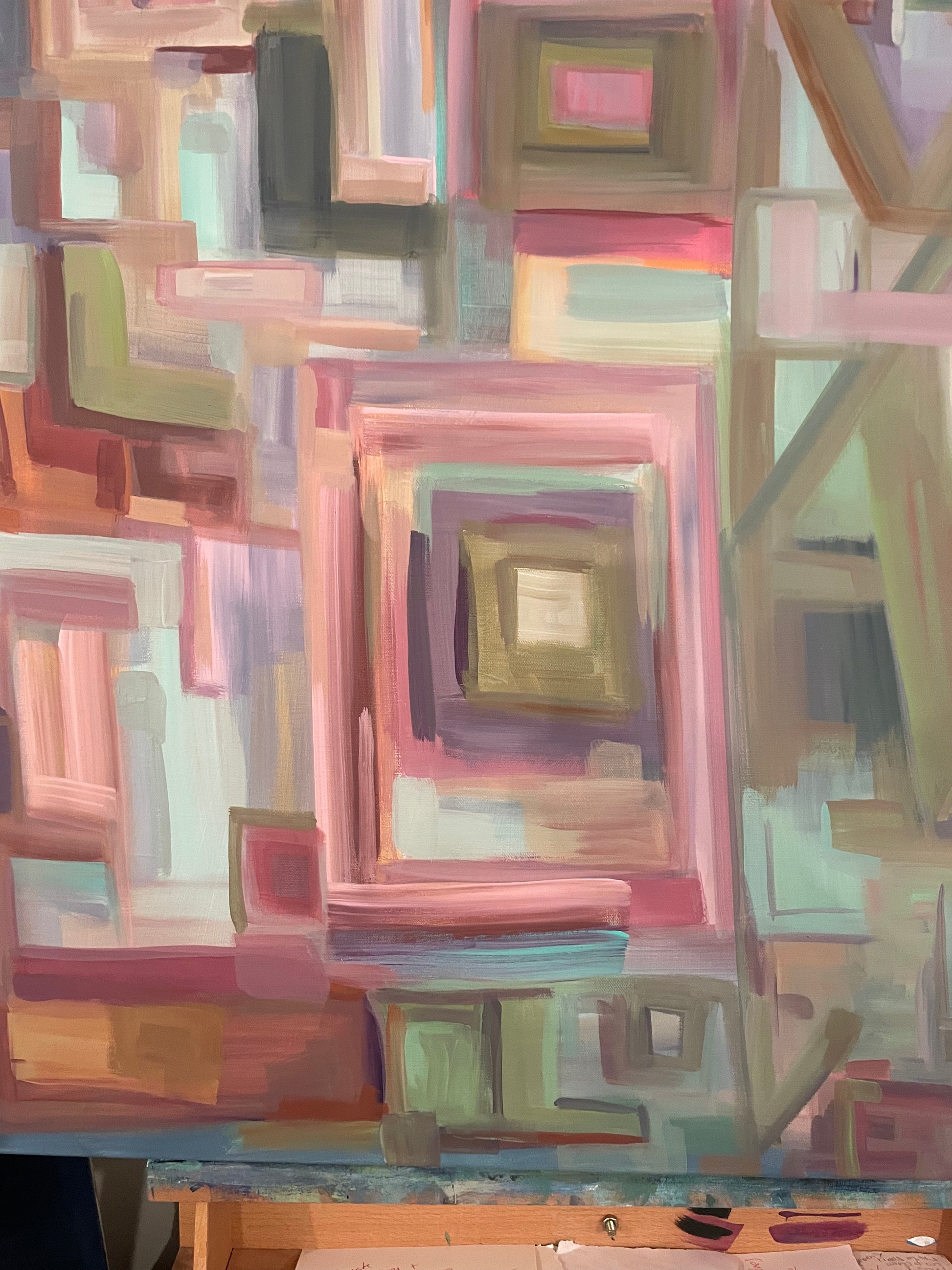 Inspired by Taylor Swift's song "Opalite", this original 48x36 acrylic painting captures the rhythm and radiance of love through layered color, texture, and lyrical repetition. The word LOVE dances across the canvas like a visual melody - a timeless reminder that harmony lives in the spaces between.

Painted on gallery-wrapped canvas, this statement piece brings modern warmth and emotional depth to any curated interior. Perfect for collectors and design-forward spaces seeking art with meaning an