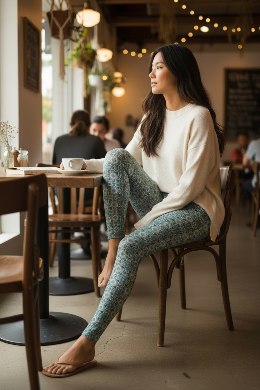 High Waisted Yoga Leggings - Compass Rose (RA/P20)