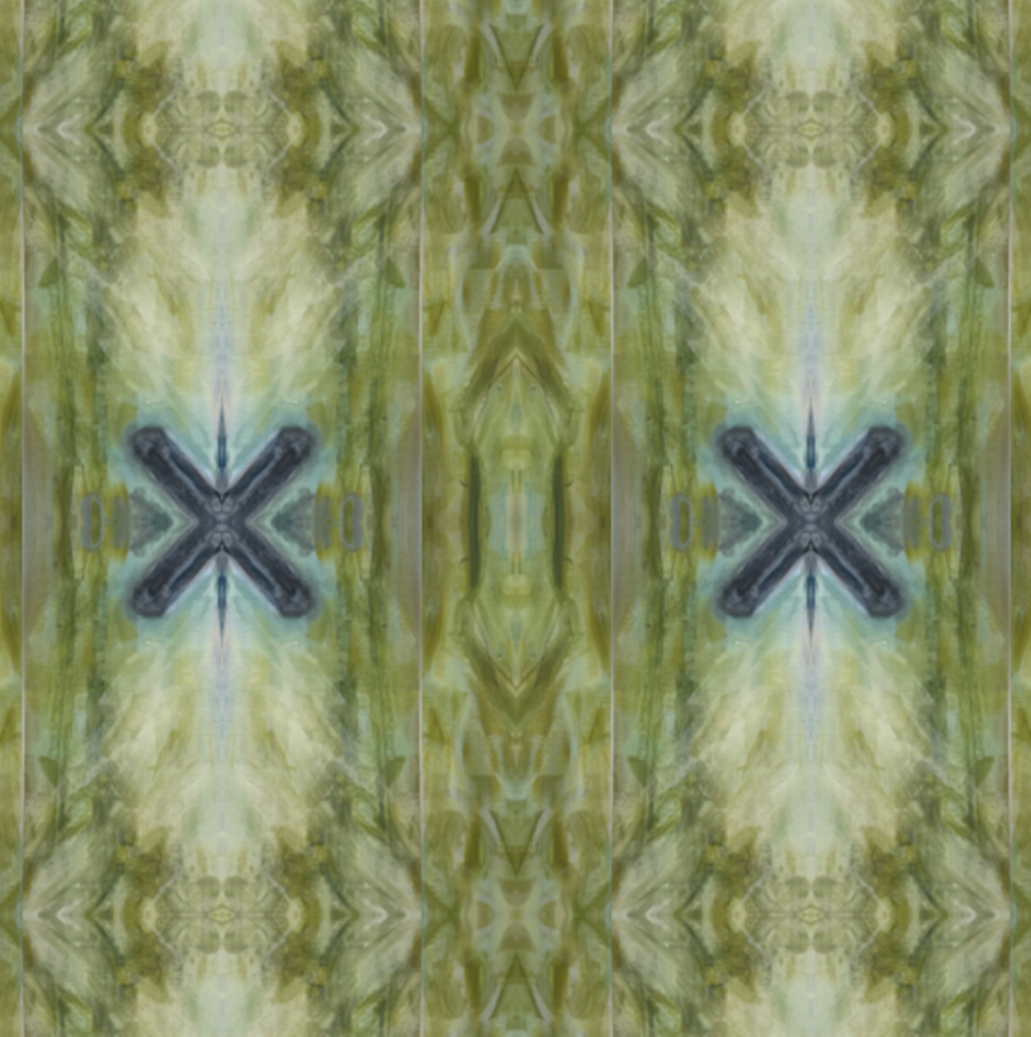 fabric by the yard in greens and blues.  pattern created from the original fine artwork by Karen Palmer