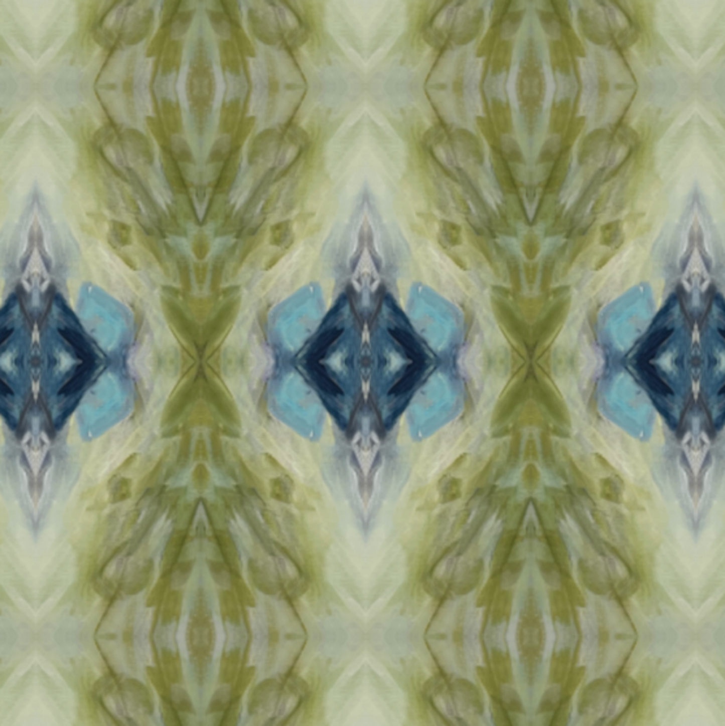 fabric by the yard in greens and blues.  pattern created from the original fine artwork by Karen Palmer